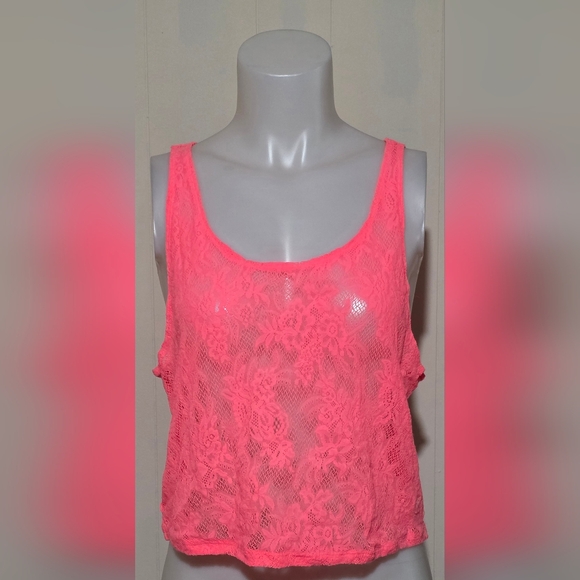PINK Victoria's Secret Tops - PINK Victoria's Secret Sheer Crop Tank Top Pink